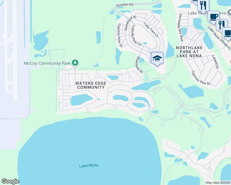 map of restaurants, bars, coffee shops, grocery stores, and more near 8634 Farthington Way in Orlando