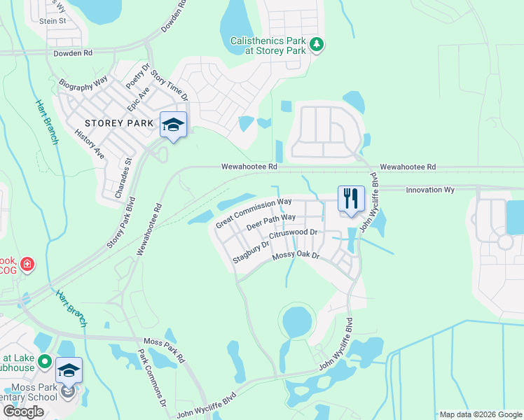 map of restaurants, bars, coffee shops, grocery stores, and more near 11653 Deer Path Way in Orlando