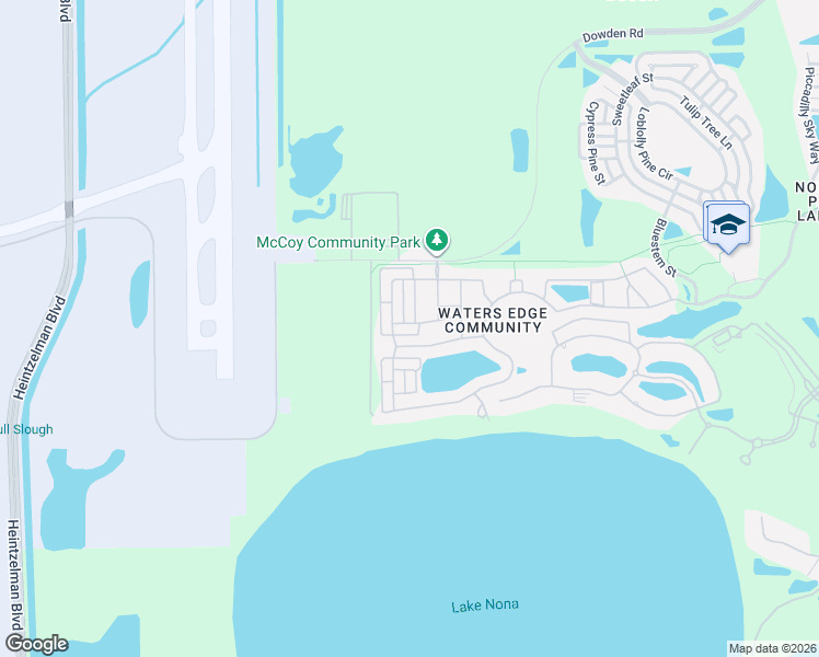 map of restaurants, bars, coffee shops, grocery stores, and more near 7999 Northlake Parkway in Orlando