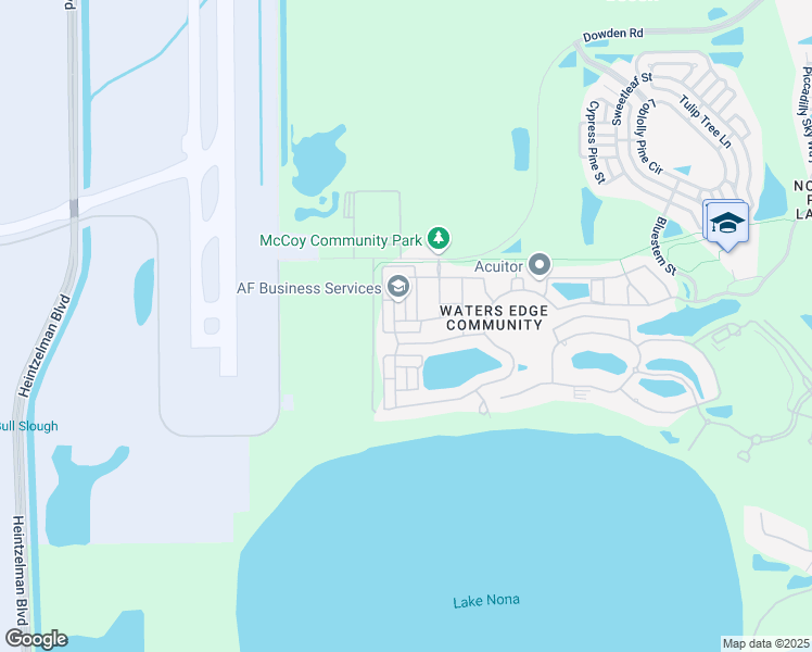 map of restaurants, bars, coffee shops, grocery stores, and more near 10150 Hartford Maroon Road in Orlando