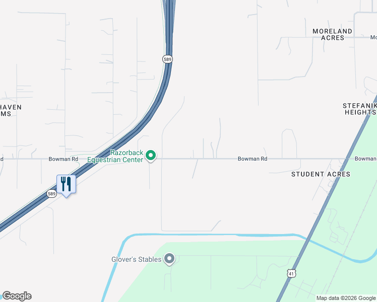 map of restaurants, bars, coffee shops, grocery stores, and more near 20125 Bowman Road in Spring Hill