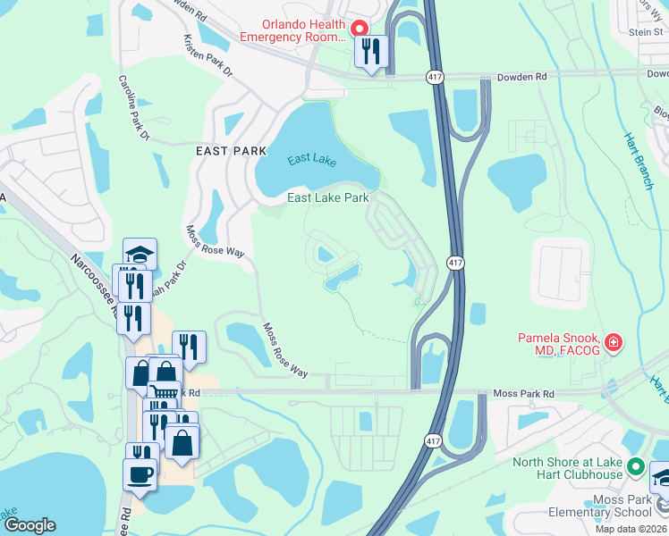 map of restaurants, bars, coffee shops, grocery stores, and more near 10878 Sunset Ridge Lane in Orlando
