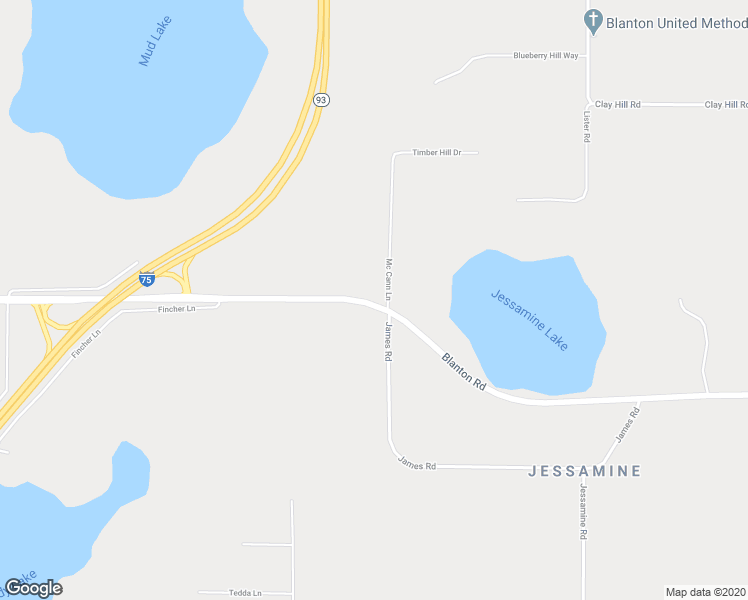 map of restaurants, bars, coffee shops, grocery stores, and more near 17821 James Road in Dade City