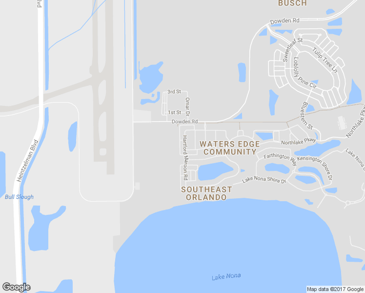 map of restaurants, bars, coffee shops, grocery stores, and more near 10136 Hartford Maroon Road in Orlando