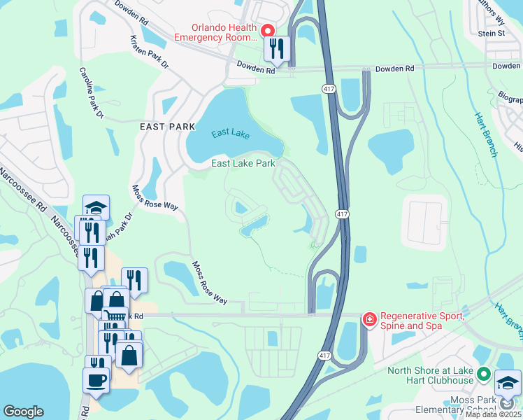 map of restaurants, bars, coffee shops, grocery stores, and more near 10878 Sunset Ridge Lane in Orlando