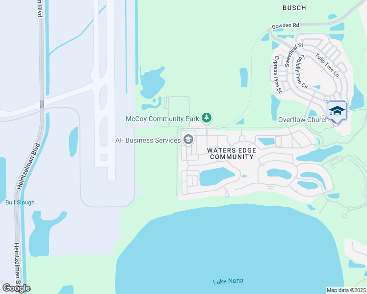 map of restaurants, bars, coffee shops, grocery stores, and more near 10136 Hartford Maroon Road in Orlando
