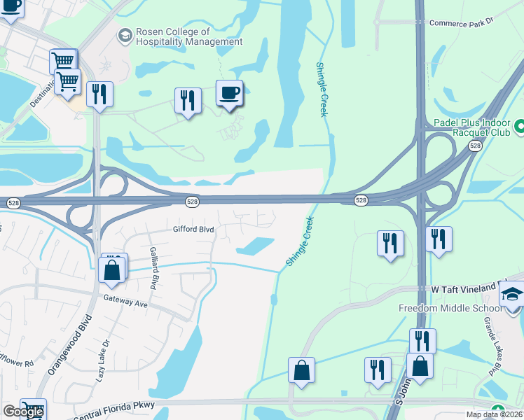 map of restaurants, bars, coffee shops, grocery stores, and more near 4433 Bar Harbor Drive in Orlando