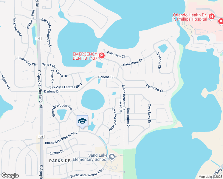 map of restaurants, bars, coffee shops, grocery stores, and more near 8215 Lake Crowell Circle in Orlando
