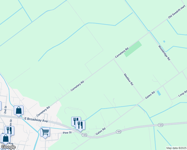 map of restaurants, bars, coffee shops, grocery stores, and more near 763 Cemetery Road in Seadrift