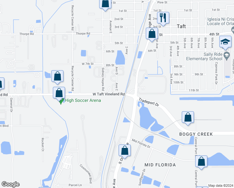 map of restaurants, bars, coffee shops, grocery stores, and more near 108 West Taft Vineland Road in Orlando
