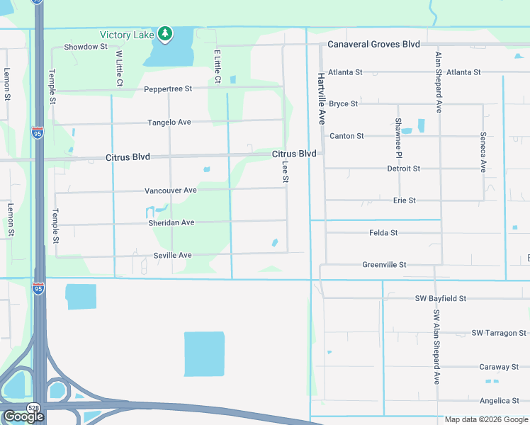 map of restaurants, bars, coffee shops, grocery stores, and more near 4030 Sheridan Avenue in Cocoa