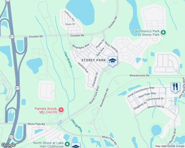 map of restaurants, bars, coffee shops, grocery stores, and more near 11265 History Avenue in Orlando