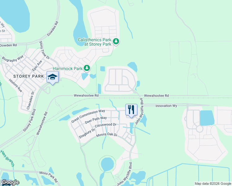map of restaurants, bars, coffee shops, grocery stores, and more near 13152 Moss Park Ridge Drive in Orlando