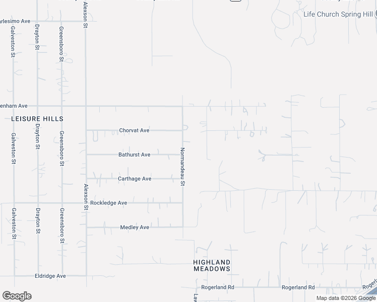 map of restaurants, bars, coffee shops, grocery stores, and more near 18200 Normandeau Street in Spring Hill