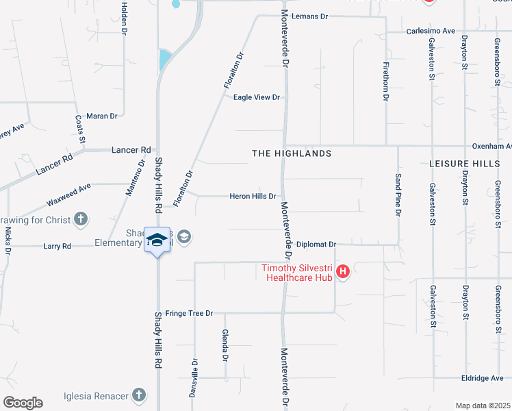 map of restaurants, bars, coffee shops, grocery stores, and more near 16340 Heron Hills Drive in Spring Hill