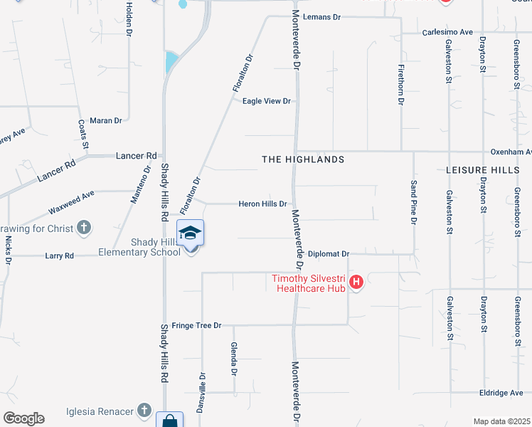 map of restaurants, bars, coffee shops, grocery stores, and more near 16340 Heron Hills Drive in Spring Hill