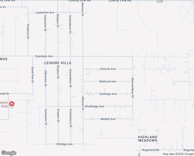 map of restaurants, bars, coffee shops, grocery stores, and more near 17545 Bathurst Avenue in Spring Hill