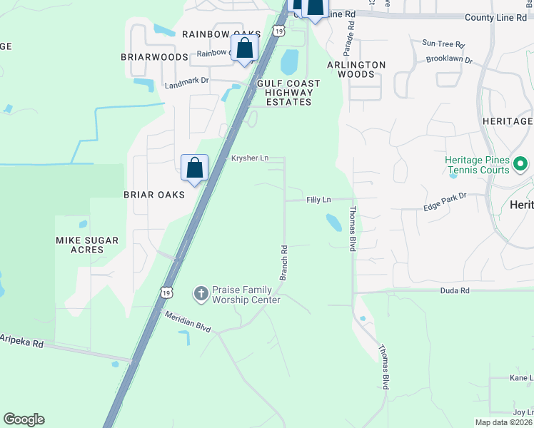 map of restaurants, bars, coffee shops, grocery stores, and more near 18301 Branch Road in Hudson
