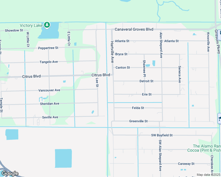 map of restaurants, bars, coffee shops, grocery stores, and more near 4380 Hartville Avenue in Cocoa