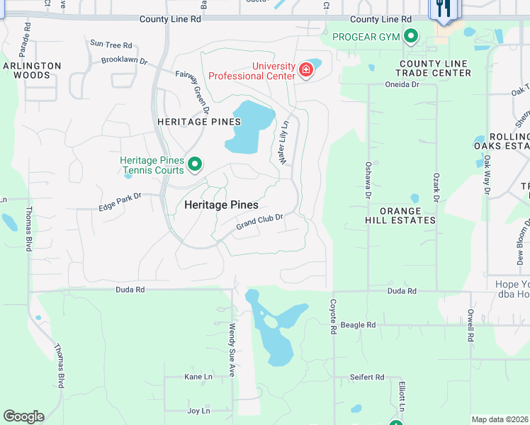 map of restaurants, bars, coffee shops, grocery stores, and more near 11744 Wayside Willow Court in Hudson