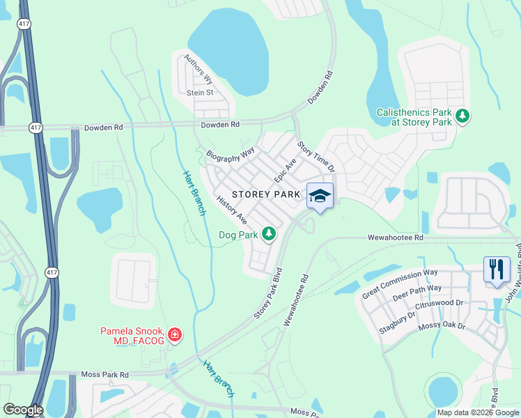 map of restaurants, bars, coffee shops, grocery stores, and more near 11815 Charades Street in Orlando