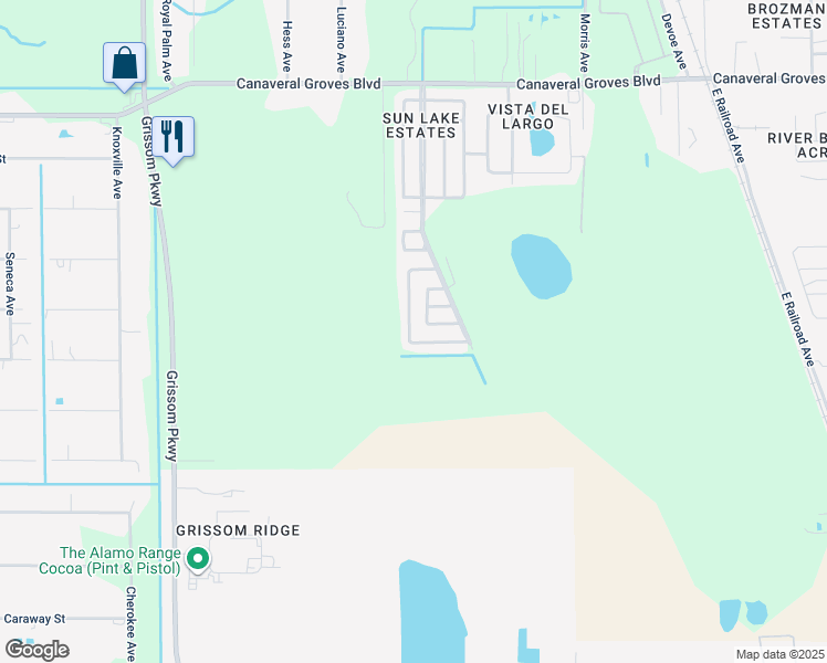 map of restaurants, bars, coffee shops, grocery stores, and more near 647 Emerald Lake Drive in Cocoa
