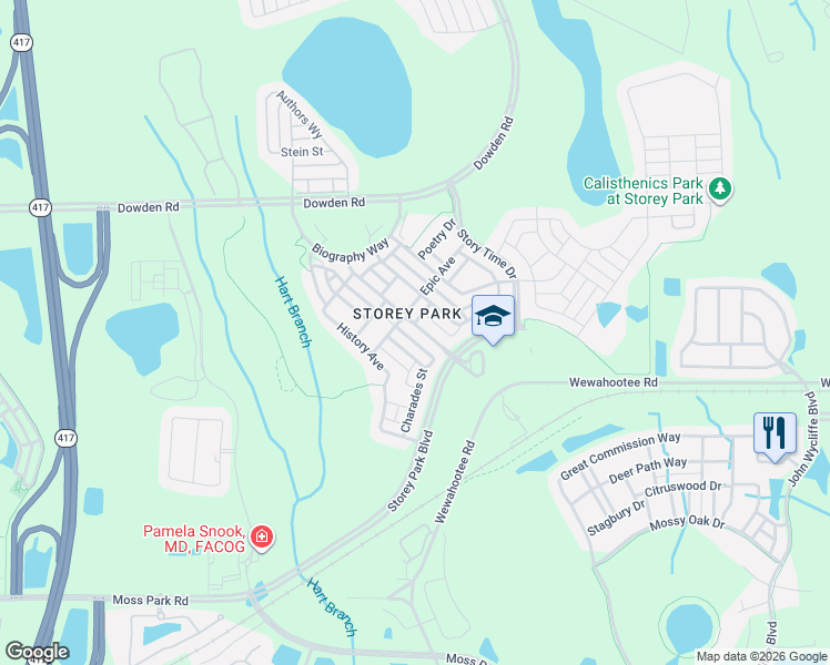 map of restaurants, bars, coffee shops, grocery stores, and more near 11815 Charades Street in Orlando