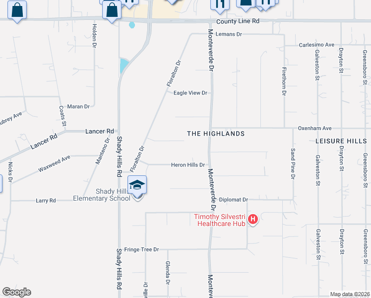 map of restaurants, bars, coffee shops, grocery stores, and more near 16351 Heron Hills Drive in Spring Hill