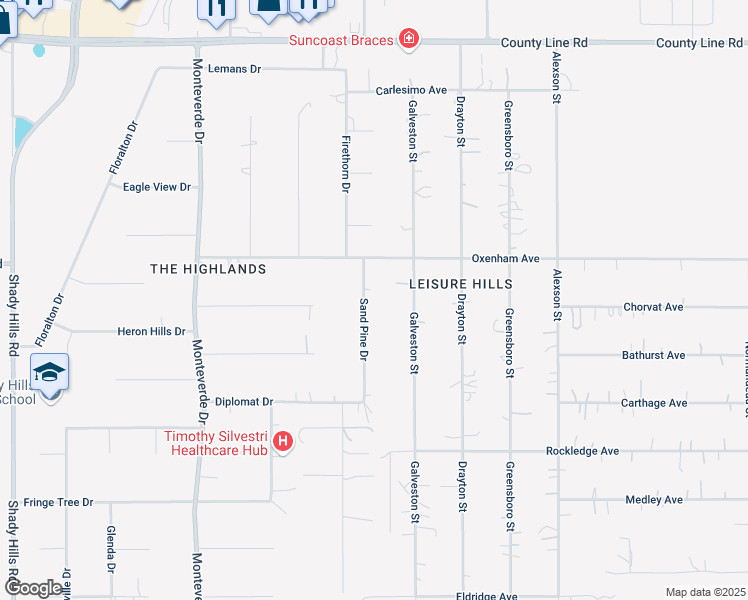 map of restaurants, bars, coffee shops, grocery stores, and more near 18300 Sand Pine Drive in Spring Hill