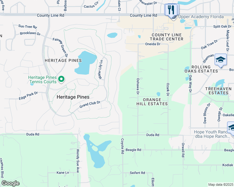 map of restaurants, bars, coffee shops, grocery stores, and more near 18422 Bent Pine Drive in Hudson
