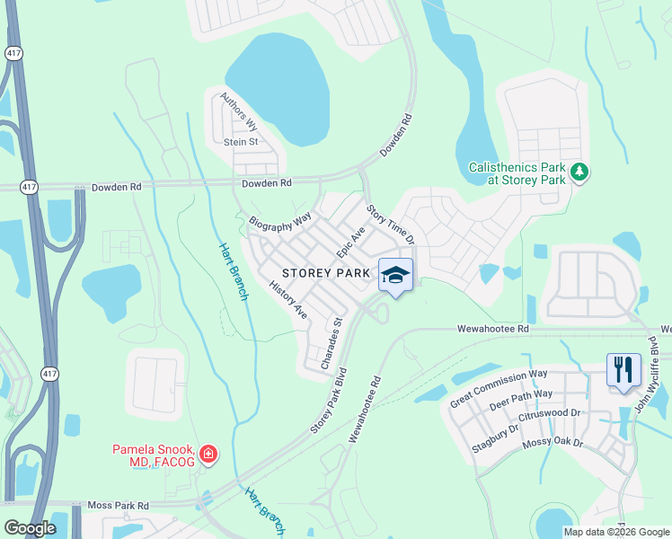 map of restaurants, bars, coffee shops, grocery stores, and more near 11910 Philosophy Way in Orlando