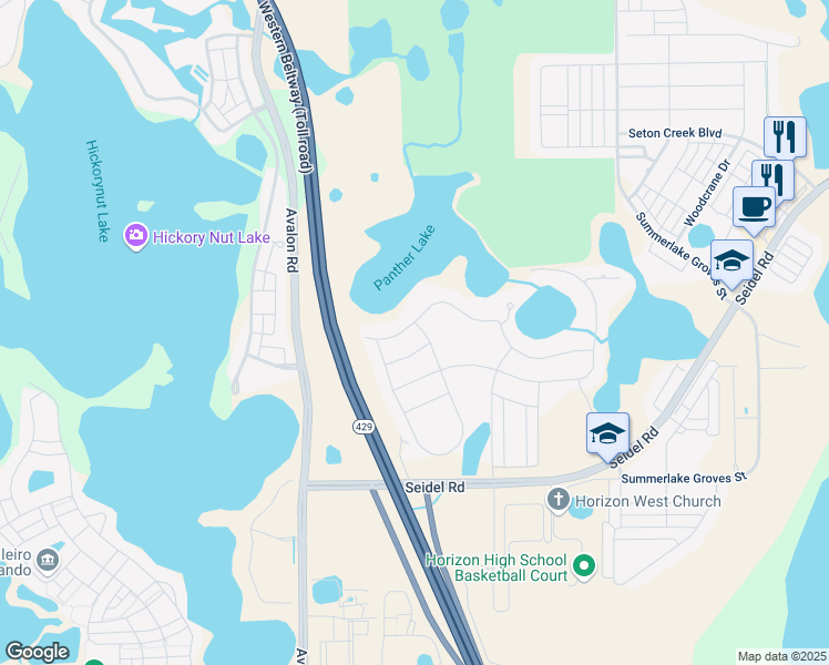 map of restaurants, bars, coffee shops, grocery stores, and more near 15698 Panther Lake Drive in Winter Garden