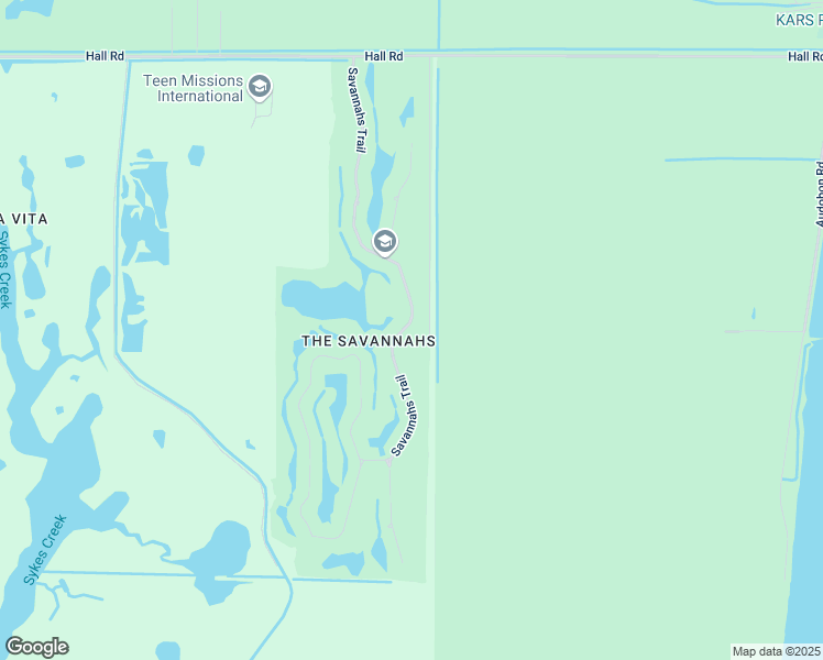 map of restaurants, bars, coffee shops, grocery stores, and more near 3890 Savannahs Trail in Merritt Island