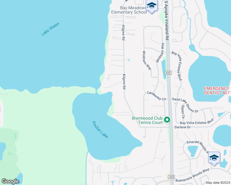 map of restaurants, bars, coffee shops, grocery stores, and more near 9740 Kilgore Road in Orlando