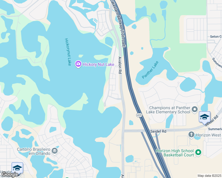 map of restaurants, bars, coffee shops, grocery stores, and more near 8697 Bayview Crossing Drive in Winter Garden