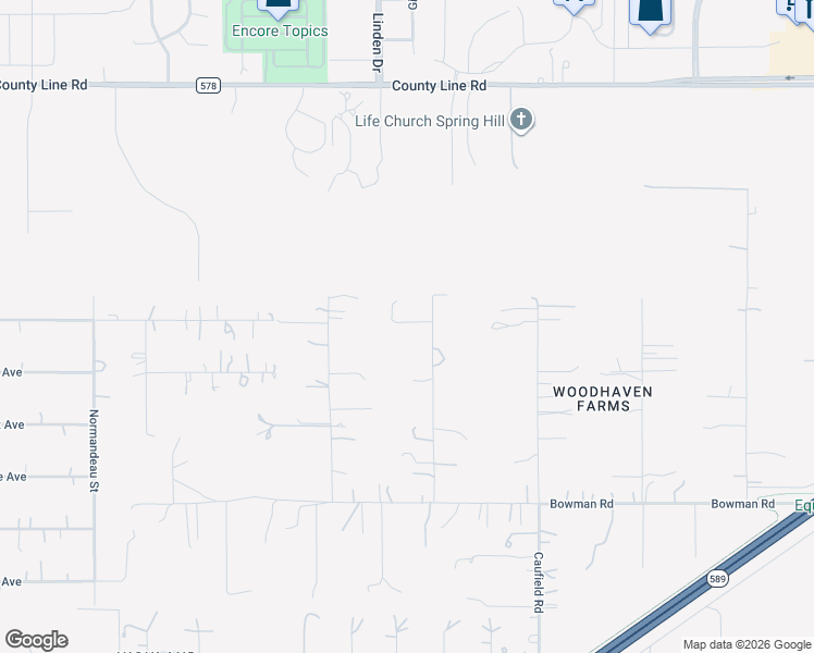 map of restaurants, bars, coffee shops, grocery stores, and more near 18409 Rigsby Road in Spring Hill