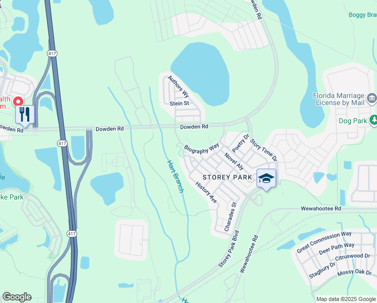 map of restaurants, bars, coffee shops, grocery stores, and more near 11328 Biography Way in Orlando
