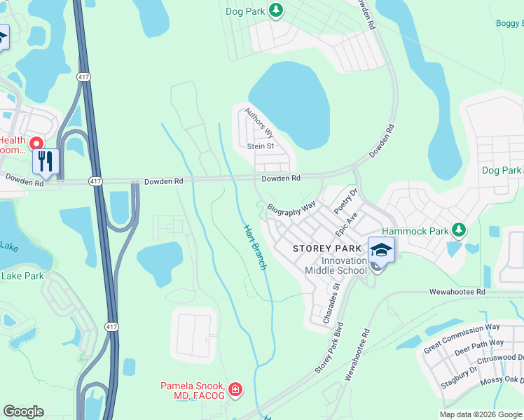 map of restaurants, bars, coffee shops, grocery stores, and more near 11328 Biography Way in Orlando