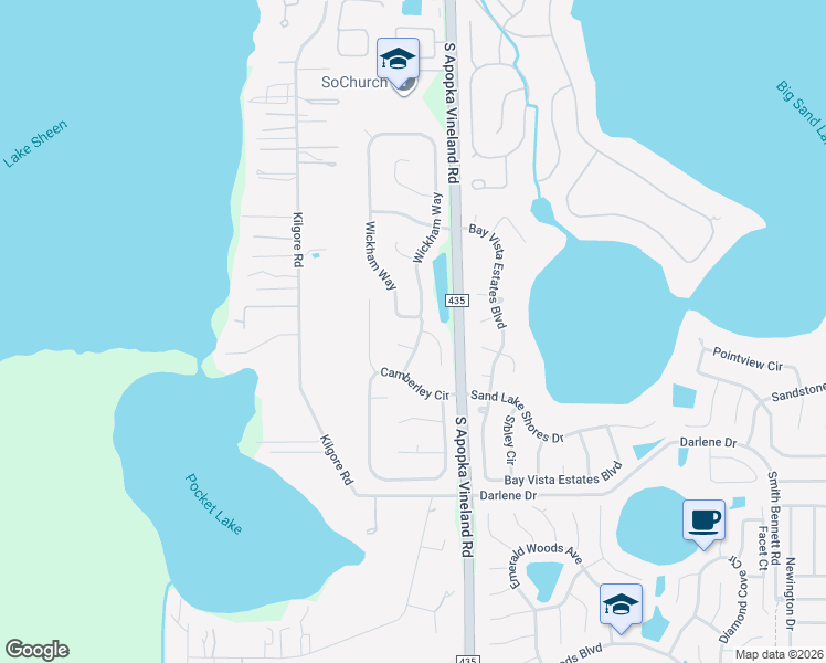 map of restaurants, bars, coffee shops, grocery stores, and more near 9506 Portbury Drive in Orlando