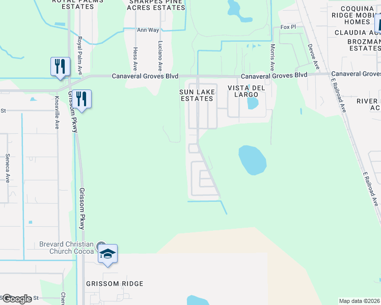 map of restaurants, bars, coffee shops, grocery stores, and more near 601-699 Lake Tahoe Dr in Cocoa