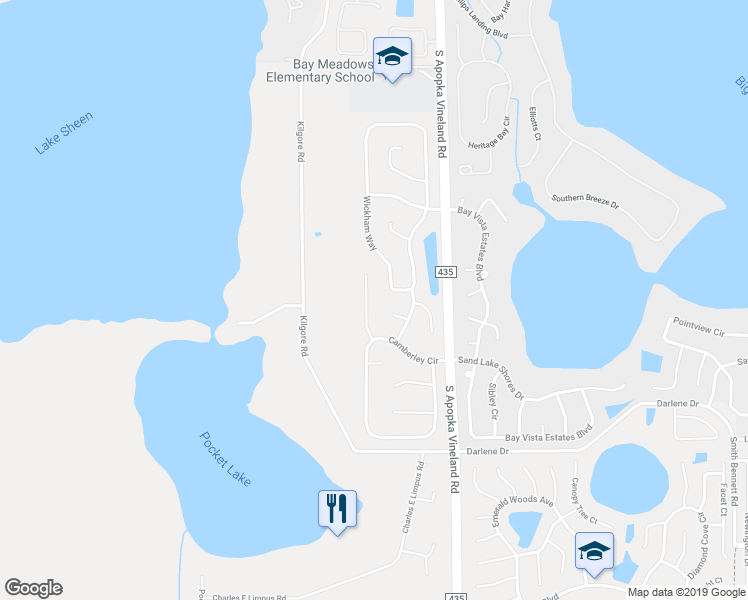 map of restaurants, bars, coffee shops, grocery stores, and more near 9525 Castleford Point in Orlando