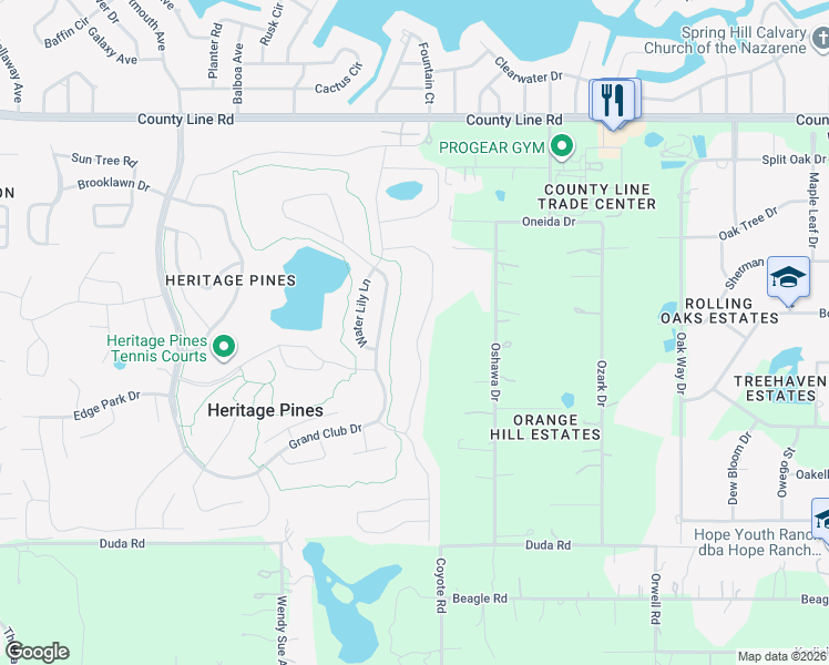 map of restaurants, bars, coffee shops, grocery stores, and more near 18549 Bent Pine Drive in Hudson