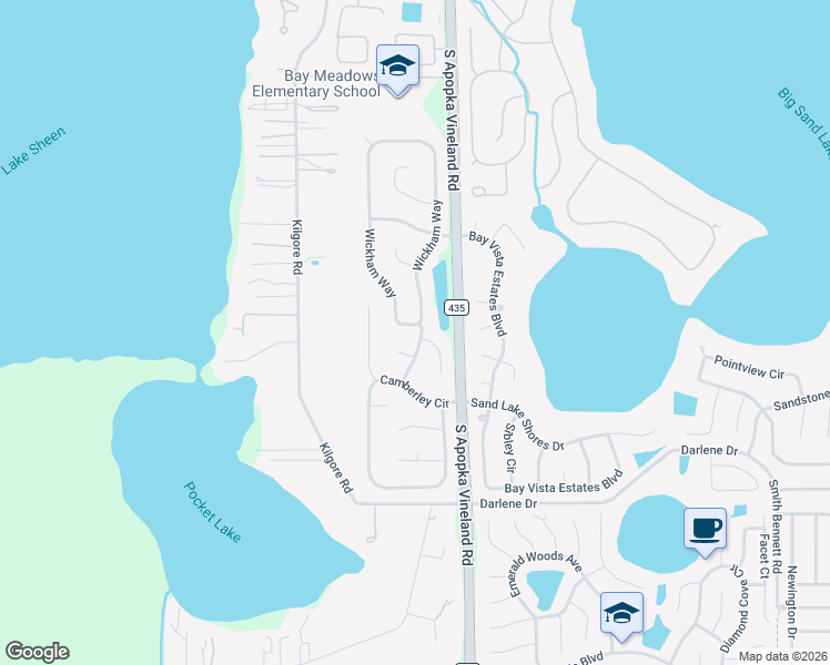 map of restaurants, bars, coffee shops, grocery stores, and more near 9502 Portbury Drive in Orlando