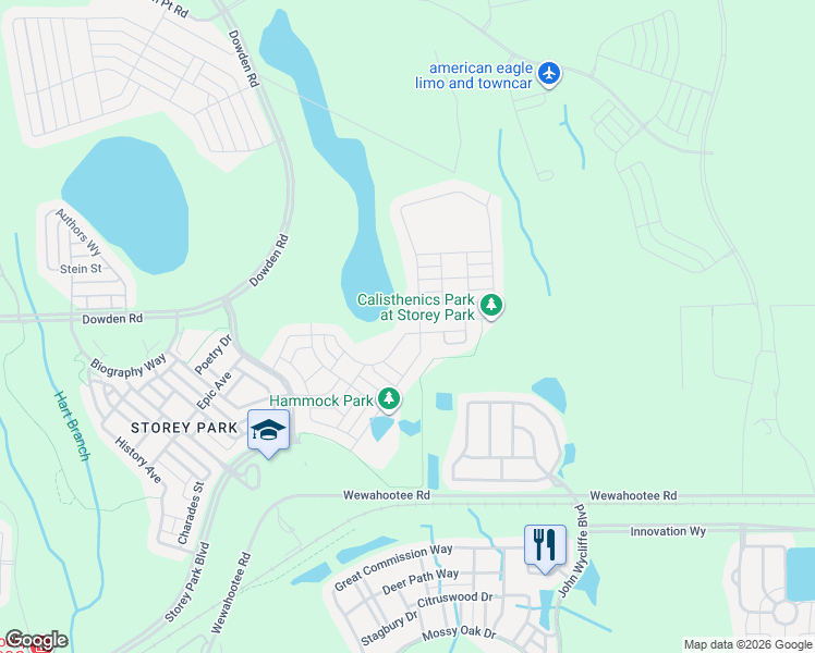 map of restaurants, bars, coffee shops, grocery stores, and more near 12067 Imaginary Way in Orlando
