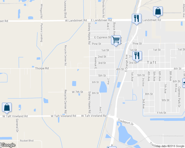map of restaurants, bars, coffee shops, grocery stores, and more near 109 5th Street in Orlando