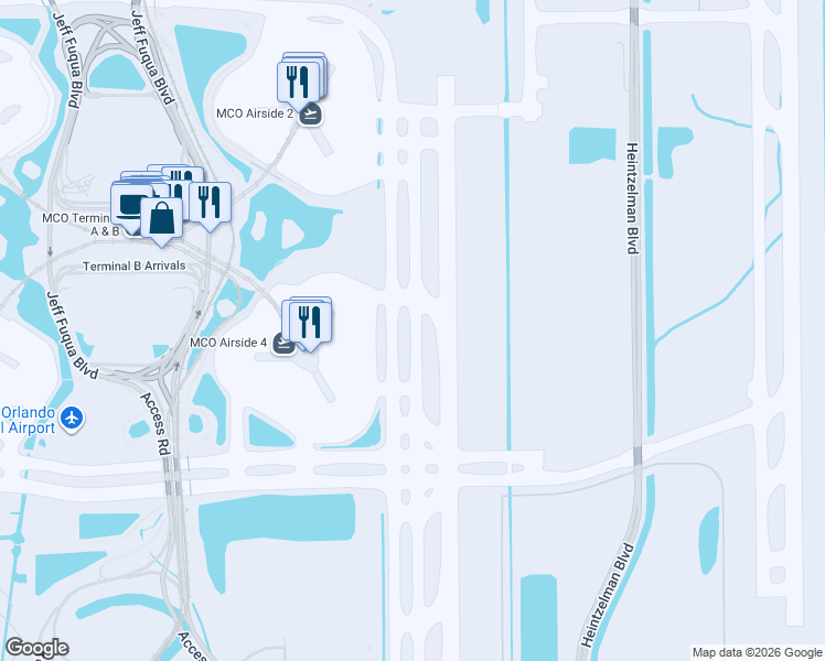 map of restaurants, bars, coffee shops, grocery stores, and more near 11100-11198 Canal Rd in Orlando