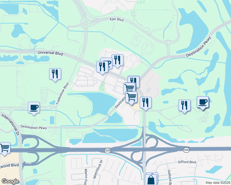 map of restaurants, bars, coffee shops, grocery stores, and more near 4816 Cayview Avenue in Orlando