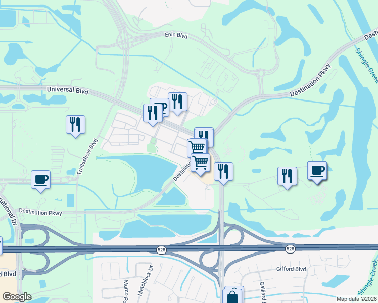 map of restaurants, bars, coffee shops, grocery stores, and more near 4802 Cayview Avenue in Orlando