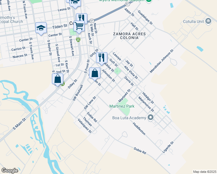map of restaurants, bars, coffee shops, grocery stores, and more near 306 Southwest Lane Street in Cotulla