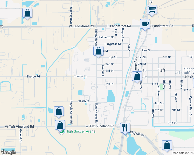 map of restaurants, bars, coffee shops, grocery stores, and more near 31 4th Street in Orlando